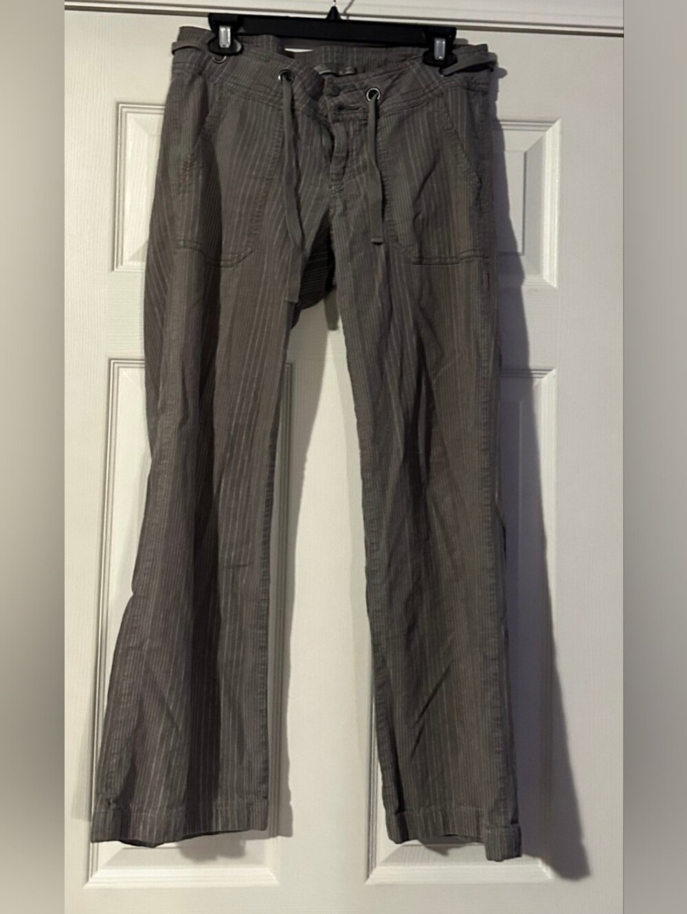 Prana Gray Pinstripe Drawstring Chinos Size 4.